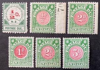 New Zealand 1899 1925 6 x Postage Due stamps mint hinged