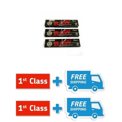 5x RAW Black Rolling Papers King Size KS Slim Classic Natural Unraffined Skins UK