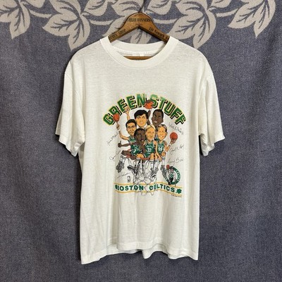 Salem Sportswear 80s Vintage White Green Stuff  NBA Boston Celtics Shirt XL
