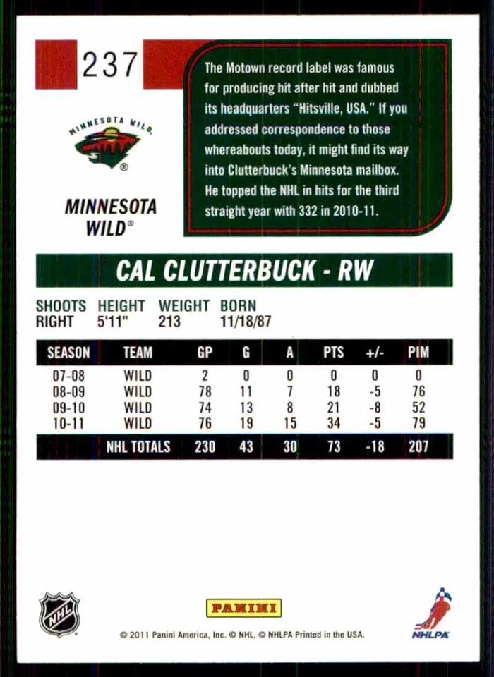 2011-12 Score Cal Clutterbuck #237 - Image 2 of 2