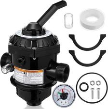 262506 1-1/2-inch 6 Way Clamp Style Valve with Pressure Gauge, Compatible wit...