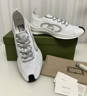 GUCCI RUN SNEAKER ORIGINAL NEU Herren Schuhe Gr. UK 12 + / EU 46 / 47 weiss