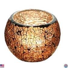 Wakauto Mosaic Cracked Glass Votive Holder - Decorative Bowl for Tea Lights