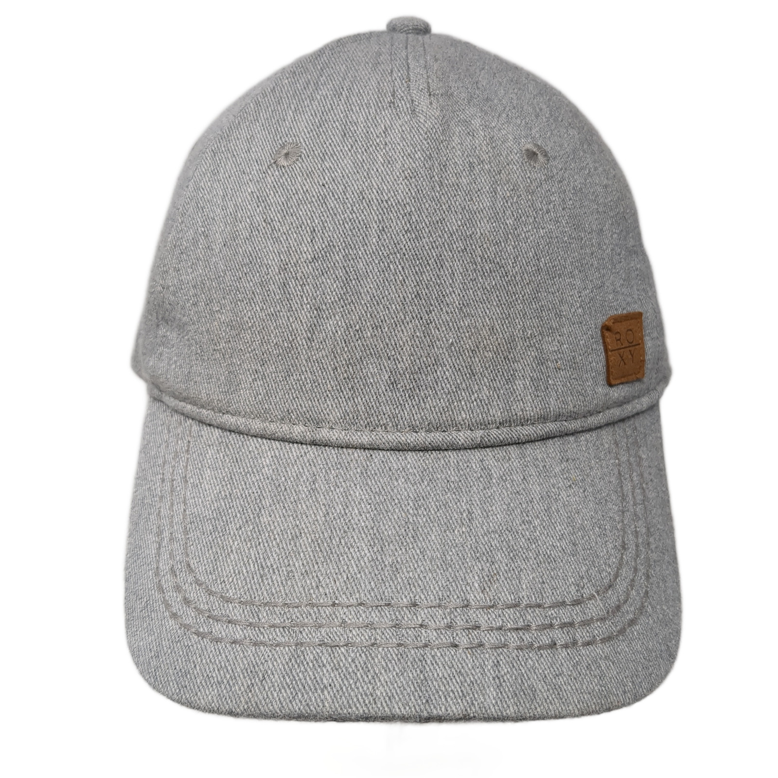 Roxy Leather Patch Strapback Hat Gray One Size Ad… - image 1