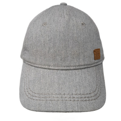 Roxy Leather Patch Strapback Hat Gray One Size Adjustable Vent Holes