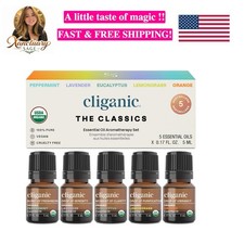 Organic Essential Oils Set Top 5 - The Classics - 100 Pure Natural - Aromath...
