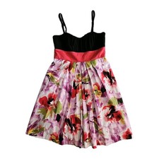 A. Byer Dress Juniors 3 Multicolor Floral Sweetheart Ruched Fit and Flare Tulle