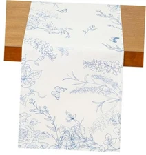 Spring Floral Table Runners Wildflowe Pattern Home Indoor Blue Flower