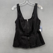 Universal Thread Black Denim Corset Style Tank Top Zip Front Women's Size 6