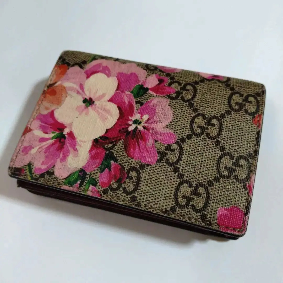 Gucci Blooms GG Wallet Floral PVC Pink Beige Bifold Mini No Box