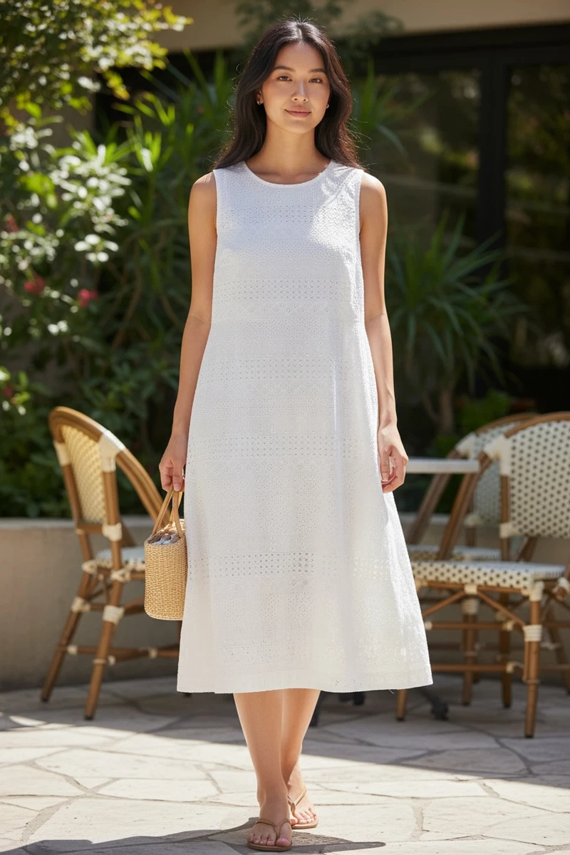 ll bean cotton dresses Women's Easy Cotton Fit-and-Flare Dress, Pattern