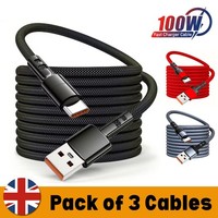 HeavyDuty USB Type C Charging Cable Braided Fast Phone Charger Long Lead 2m 3m