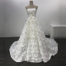Strapless Beach Wedding Dresses Sleeveless Lace Up Off The Shoulder Bride Gowns