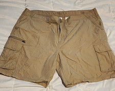 Sonoma Men's Beige Cotton Canvas Cargo Shorts Flat Front Zip Cargo Pockets