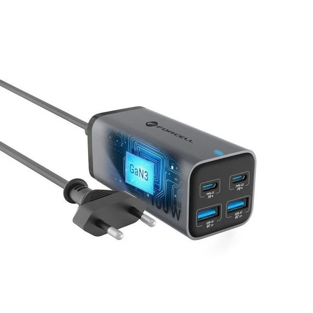 Forcell Caricabatterie Gan3 Vt-49 100w 2x Usb-c 2x Usb Per Cubot Max 2 X19 - Immagine 2 di 4