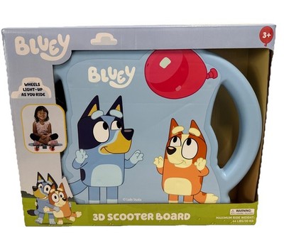 Bluey 3D Scooter Board Ride On Toy Light-Up Wheels for Kids Age 3+ , New