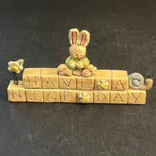 Blossom Bucket Have a Nice Day Easter Bunny Rabbit Suzi Skoglund Spring Sign 5"
