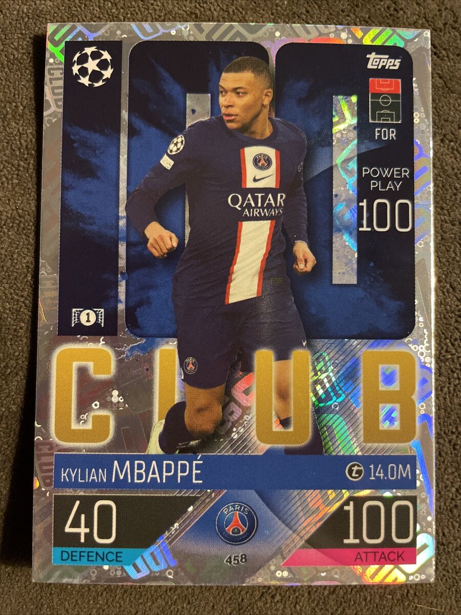 2022/23 Topps Match Attax Kylian Mbappe Silver Foil 100 Club 2022/23 Topps Match Attax Kylian Mbappe Silver Foil 100 Club