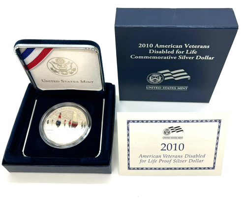 2010 American Veterans Disabled for Life Commemorative 90% Silver Dollar - Picture 2 of 4
