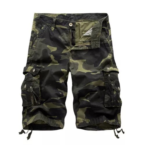 Nuevos Pantalones Cortos de Carga de Algodón para Hombres Bolsillos Frontales Planos Salón Lavado - 29-42 - Imagen 3 de 20