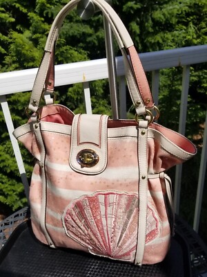 Authentic COACH #19576 Audrey Motif Canvas Shell Medium Cinched