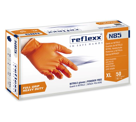 Guanti in nitrile monouso taglia XXL arancioni Full Grip REFLEXX N85 conf. 50 pz