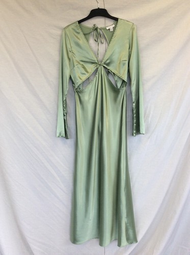 Topshop size 12 dressgreen olive bridesmaid prom open back BNWT cocktail - Picture 7 of 7