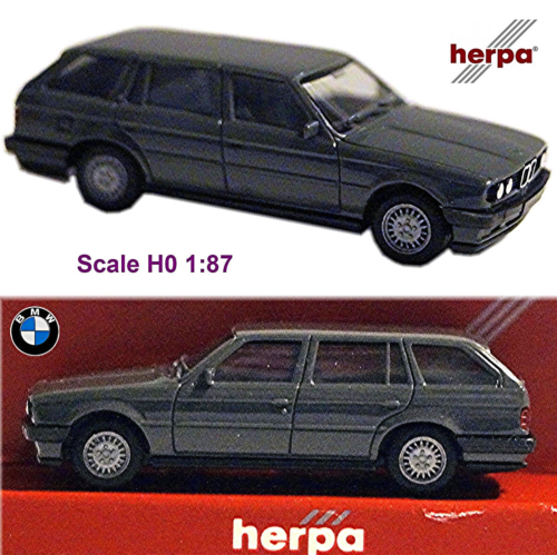 BMW Série 325i Touring E30/5 Combi 1987-92 gris 1:87 Herpa 020633 - Photo 1/7