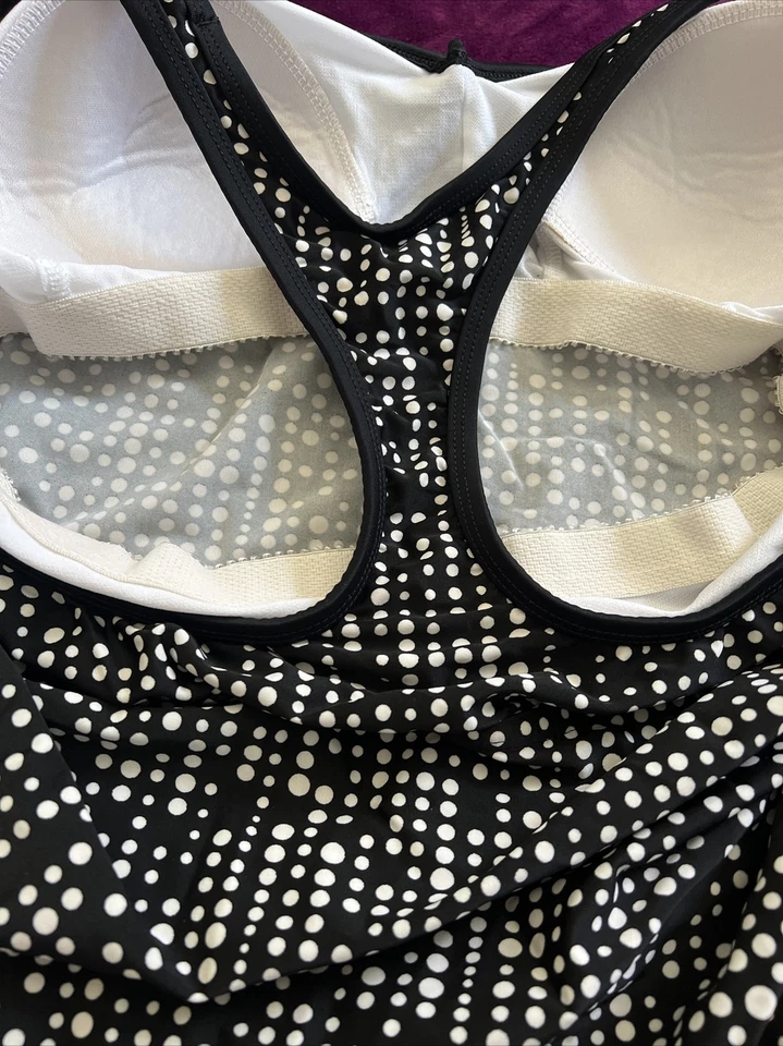 Liz Lange Maternity Tankini Top Size XL Black White swim racerback - Image 2 of 4