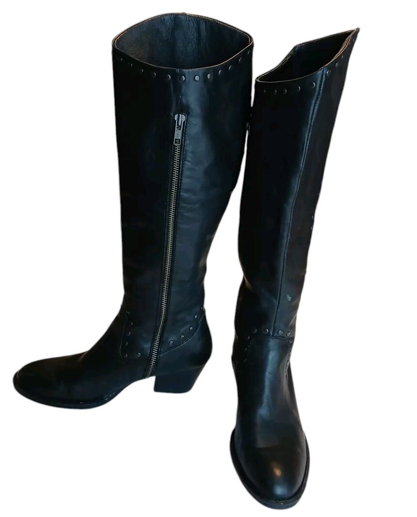 BORN Studded Knee High Boots W32010 CKE10 Leather with Studs 6 1/2 /37