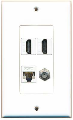 RiteAV 2 x HD and 1 x Ethernet Cat5e and 1 x Coax Cable TV F Type Port Wa.