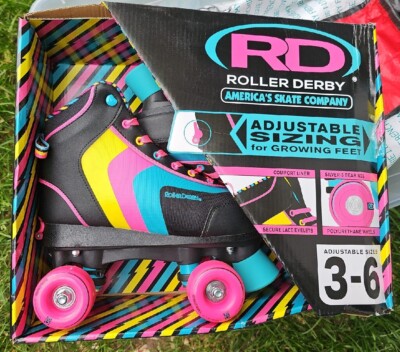 Roller Derby Roller Star Youth Quad Skates, New Size 3-6 Youth Adjustable NEW 