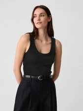 Gap Soft Ribbed Scoopneck Tank Top Black OR White NEW XS-XL
