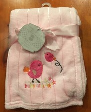 My Baby Super Soft Plush Blanket Pink Baby Girl Birds Flowers 30" x 40" Gift