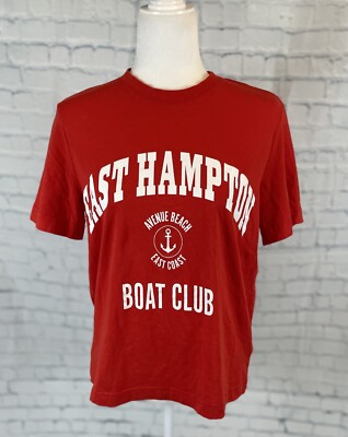 H&M EAST HAMPTONS boat Club T Shirt Swift Red Classic Coastal Nautical Woman S