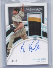 2022 Immaculate #141 Reiss Knehr Rookie Patch Autographs Holo Silver /25