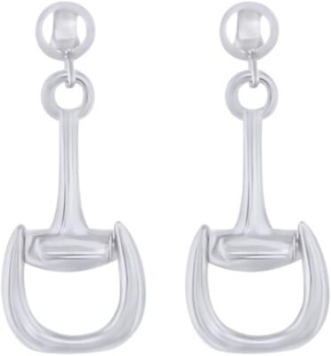Horsebit Push Back Dangle Earrings For Women's 925 Sterling Silver