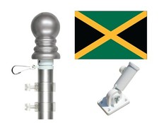 Jamaica 3'x5' Polyester Flag  Spinner Flagpole Set w/Adjustable Bracket