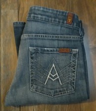 7 FOR ALL MANKIND "A" POCKET SZ 27W×28.5L WOMENS BOOTCUT MADE IN USA JEANS EUC