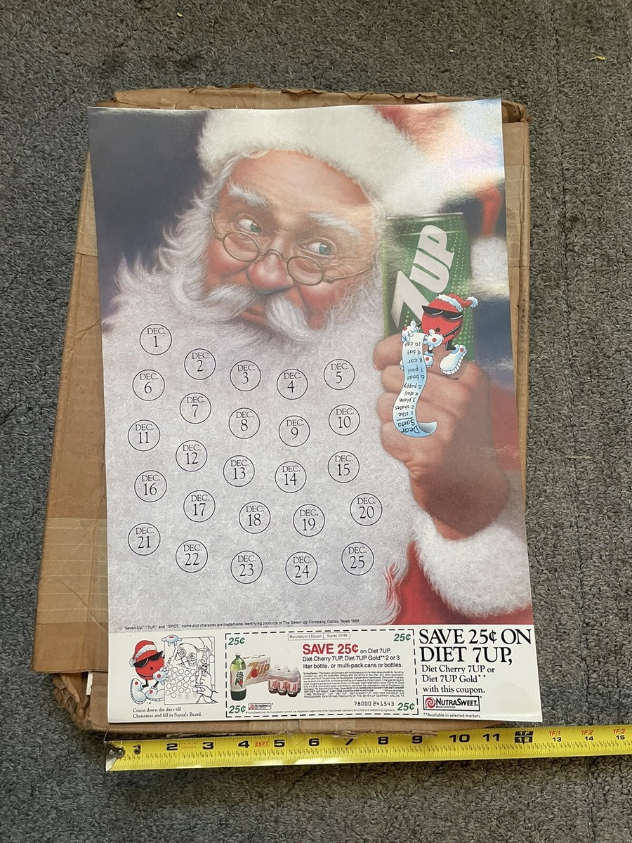 珍品！アメリカ買付け1980's Vintage 7up SANTA WORKS Vintage Santa Claus Christmas Store Display 7UP RARE Harold