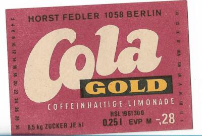 DDR Lebensmittel Konsum Kaufhalle AFG Etikett 0,25l Cola Berlin