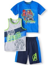 Marvel Avengers 3 PC Short Sleeve Shirt Shorts Outfit Set Boy Size 5/6