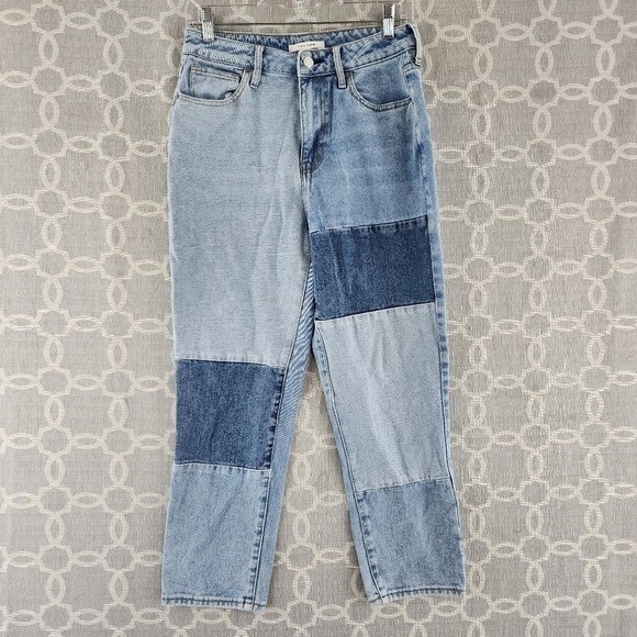 Womens Jeans Pacsun Patch Blue Mom Jeans Pacsun Mom Jean Patchwork