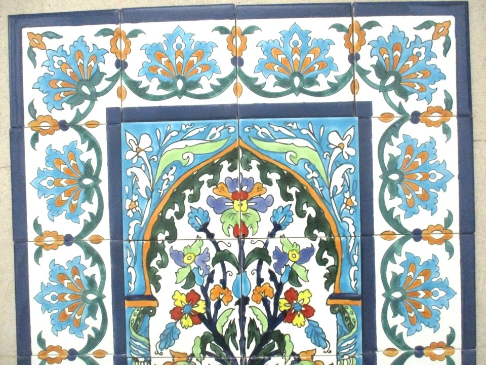 24" x 30" Hand Painted Ceramic tile art Mosaic wall mural Panel Floral BACKSPLAH - Image 4 of 4