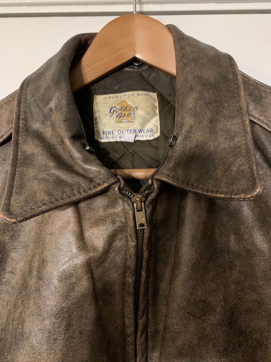 VINTAGE GOLDEN BEAR LEATHER BOMBER JACKET Size 42 | eBay VINTAGE GOLDEN BEAR LEATHER BOMBER JACKET Size 42 | eBay