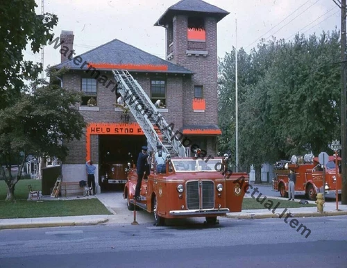 American LaFrance 1940s Aerial Fire Truck Vintage Photograph Print 8.5x11"