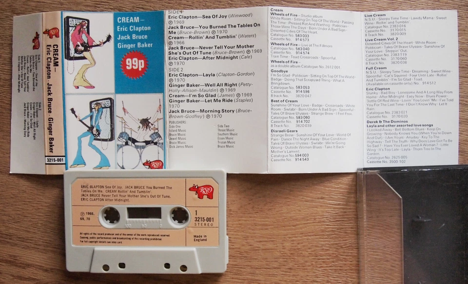 CREAM - ERIC CLAPTON JACK BRUCE GINGER BAKER (RSO 3215001) 1970s UK CASSETTE - Image 2 of 3