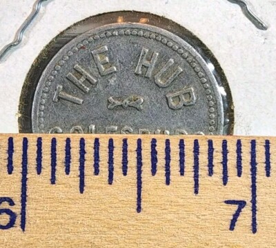 ROTATE 1129351895BCR15541895 関税送料込 Vintage Trade Token ~ The Hub ~ Colesburg, Iowa ~ 5 Cents In
