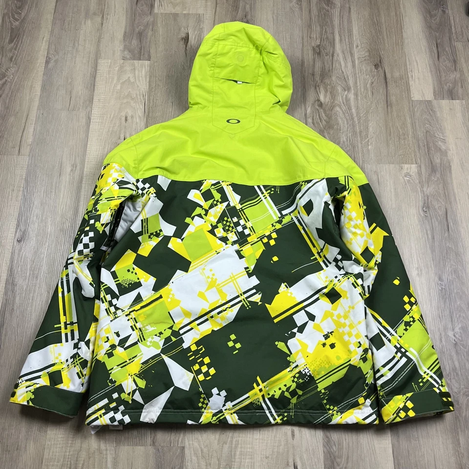 Y2K Oakley Entire Jacket Green Yellow Mens Large Cyber Eero Ettala AOP Snowboard - Image 3 of 4