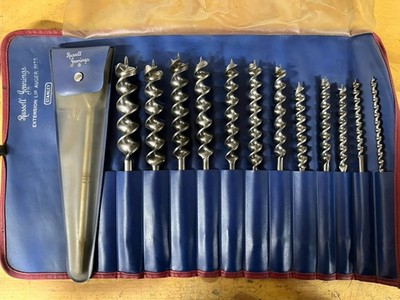 Vintage 13 Pc Set Stanley Russell Jennings Double Twist Auger Brace Drill Bits!